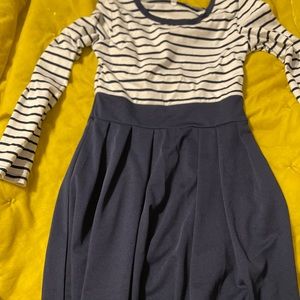 Cotten, navy blue dress, top with stripes